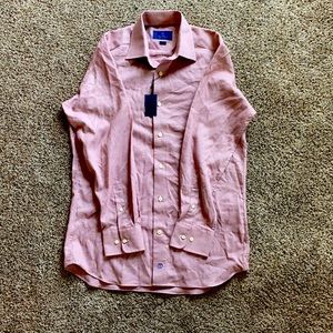 DAVID DONAHUE Trim Fit Solid French Tuxedo Shirt